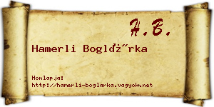 Hamerli Boglárka névjegykártya